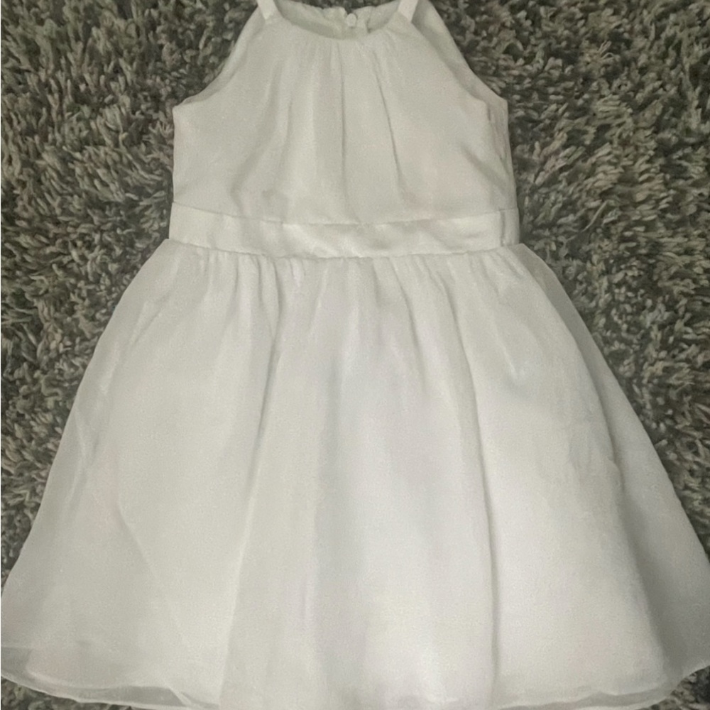 David’s bridal tee length white chiffon dress 2T